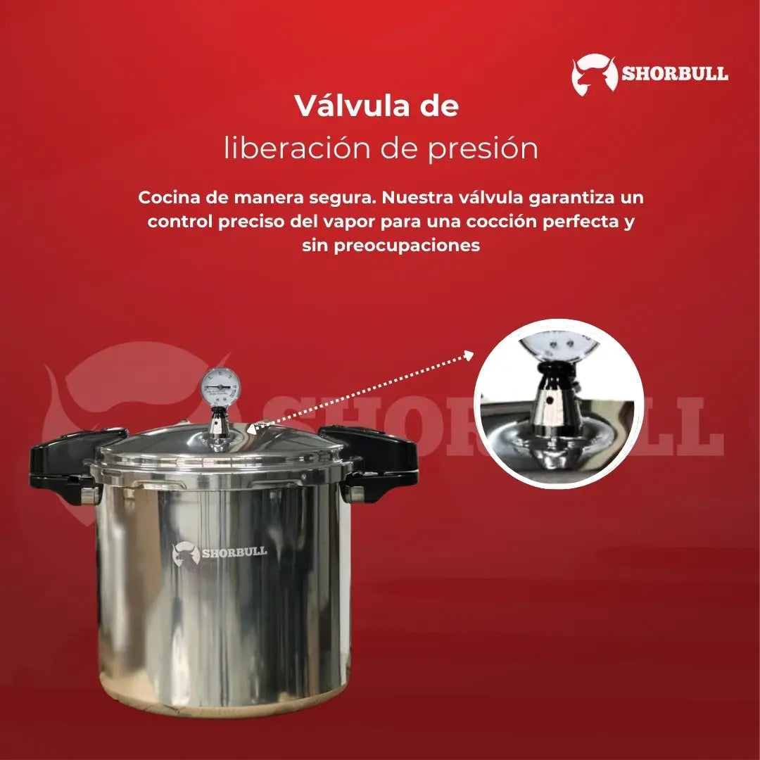 Olla a Presión de Seguridad Shorbull de 23 Litros de Aluminio
