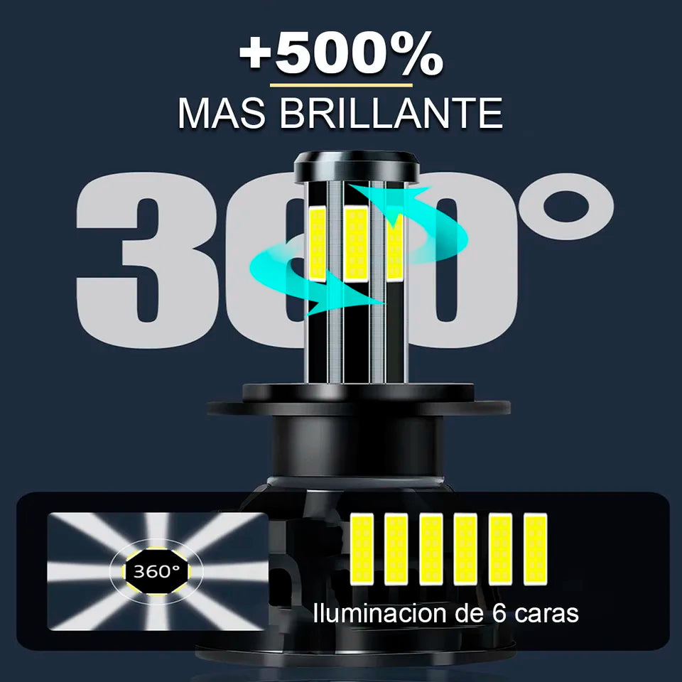 Kit de LED G44-6 6 Caras Alta y Baja Luz Blanca Potente para Auto