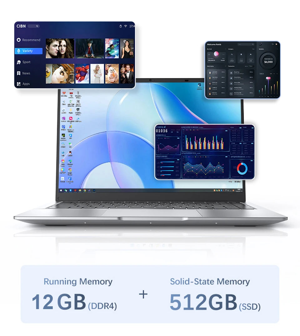 ordenador portátil Windows 11 Pro Intel Atom A3950 2025 Notebook 12GB RAM 512GB 1TB 2TB SSD 1080P ordenador