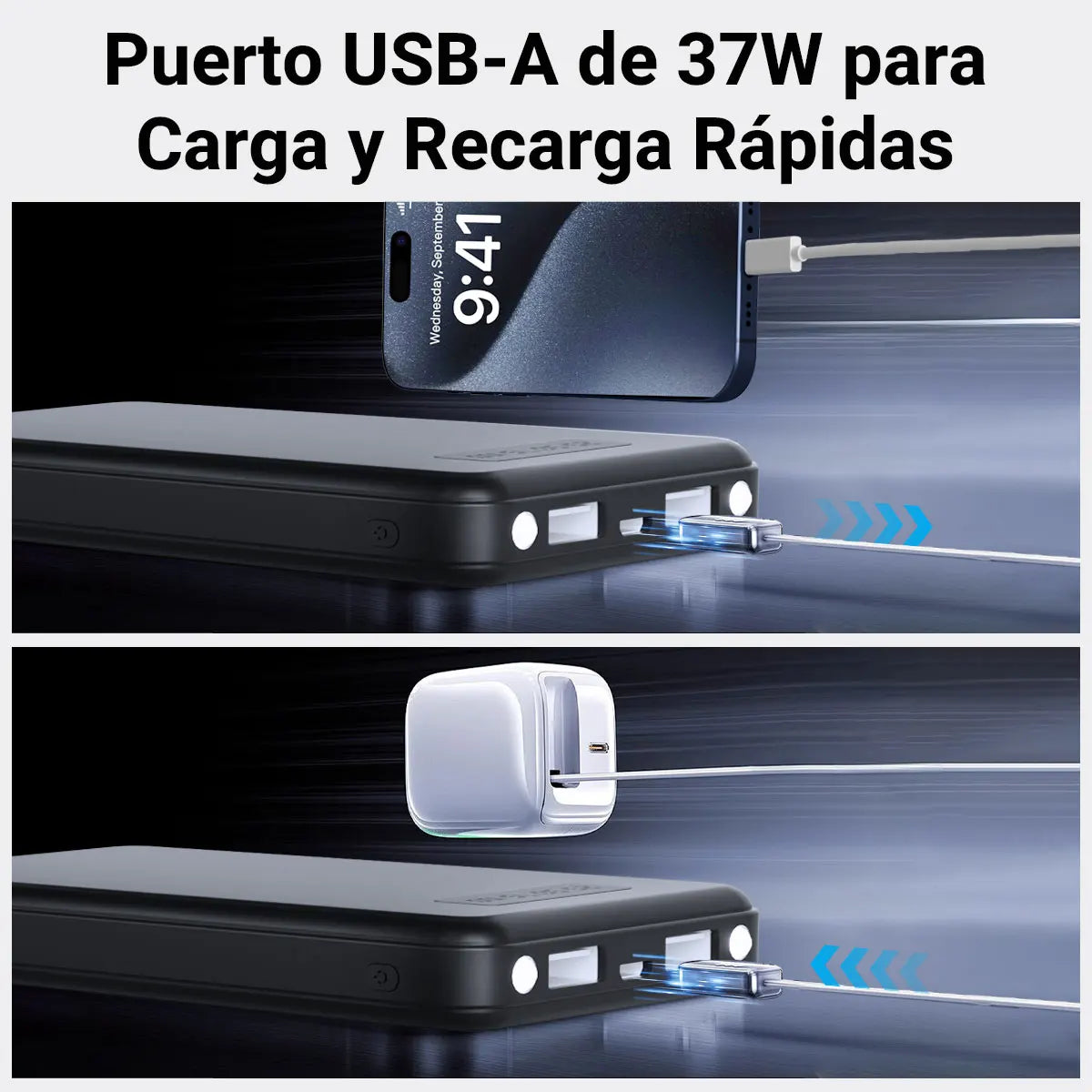 Cargador Rápido 3 USB Puertos y Pantalla LED