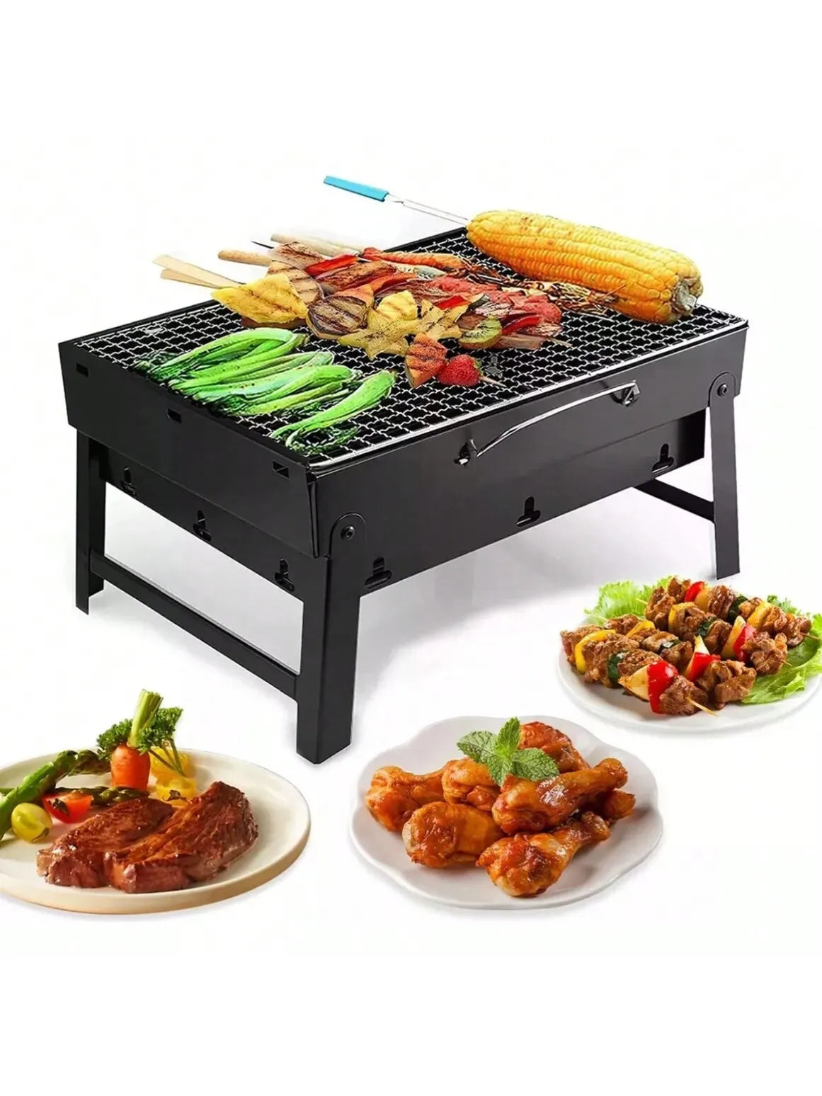 Asador Grande Portátil Plegable BBQ Parrilla De Carbón Ligera