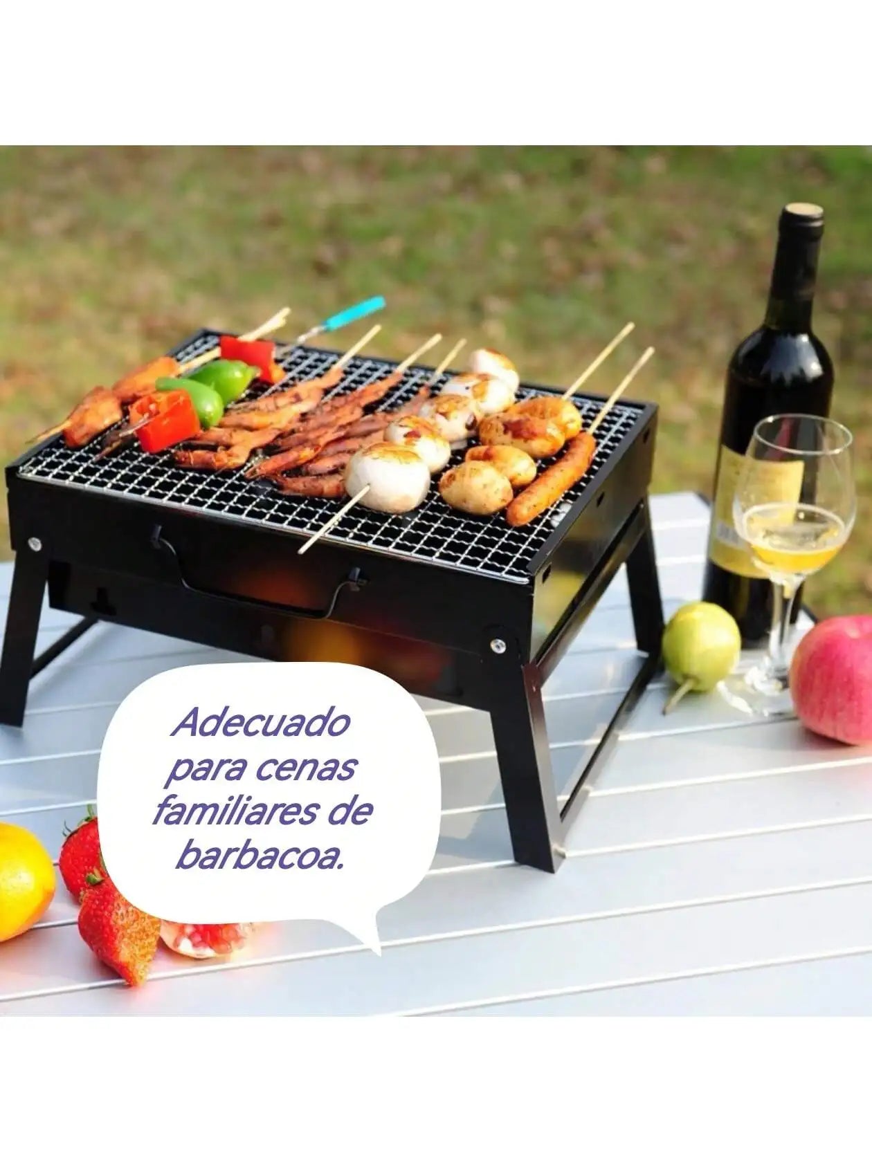 Asador Grande Portátil Plegable BBQ Parrilla De Carbón Ligera