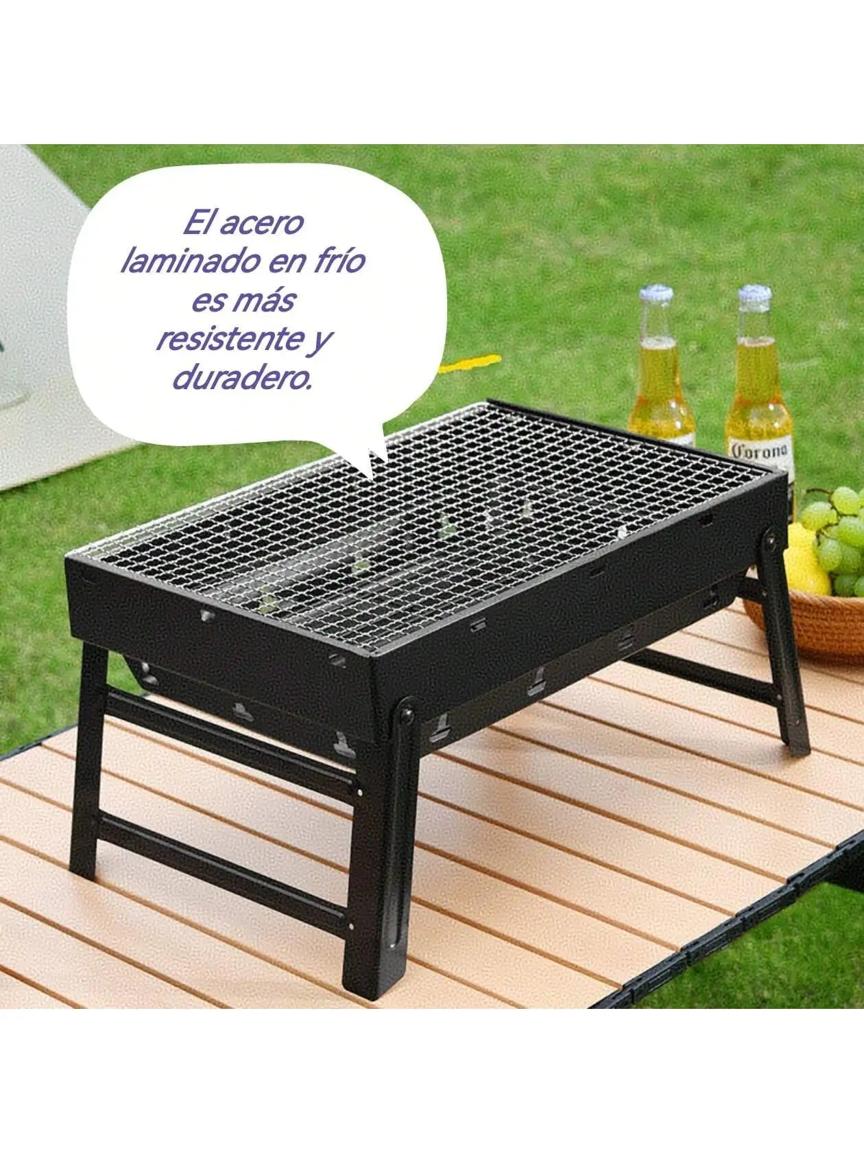 Asador Grande Portátil Plegable BBQ Parrilla De Carbón Ligera