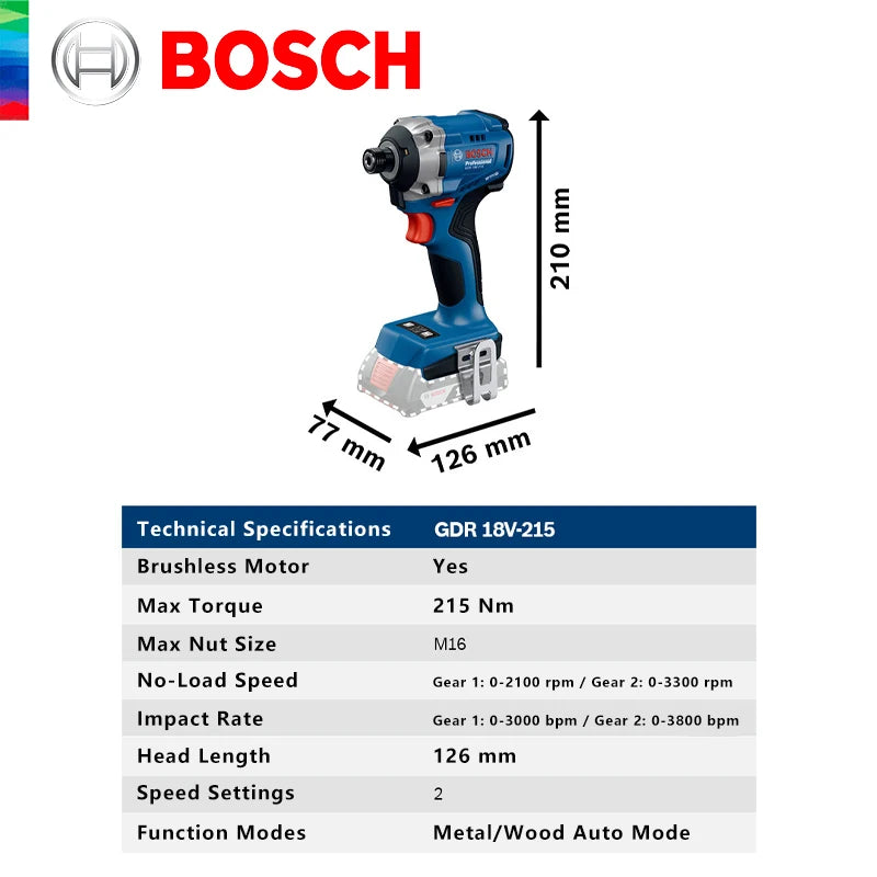 Atornillador de Impacto Inalámbrico Original Bosch GDR 18V-215
