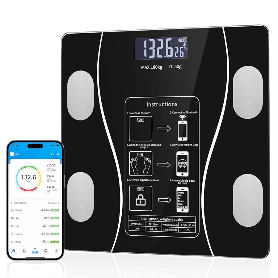 Báscula inteligente de grasa corporal con Pantalla LED