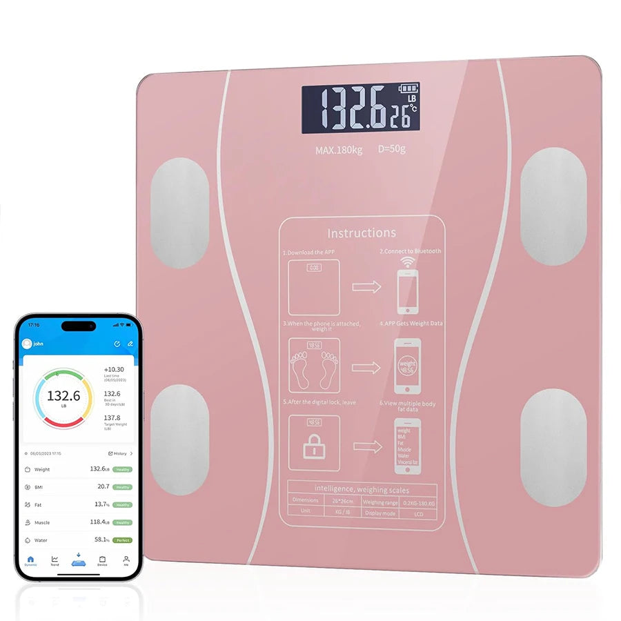 Báscula inteligente de grasa corporal con Pantalla LED