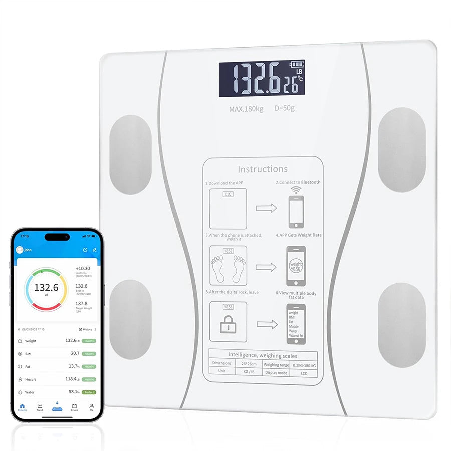 Báscula inteligente de grasa corporal con Pantalla LED