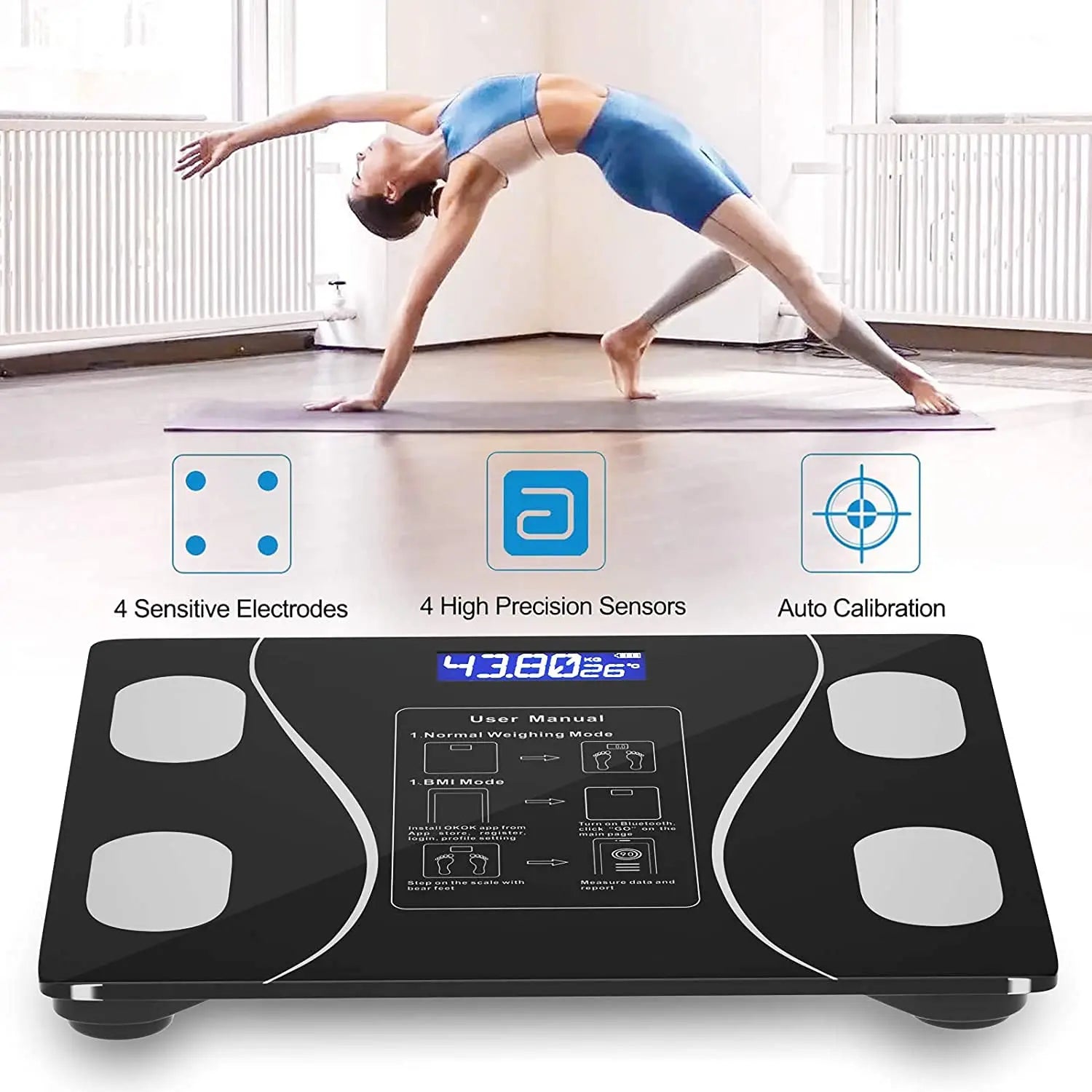 Báscula inteligente de grasa corporal con Pantalla LED