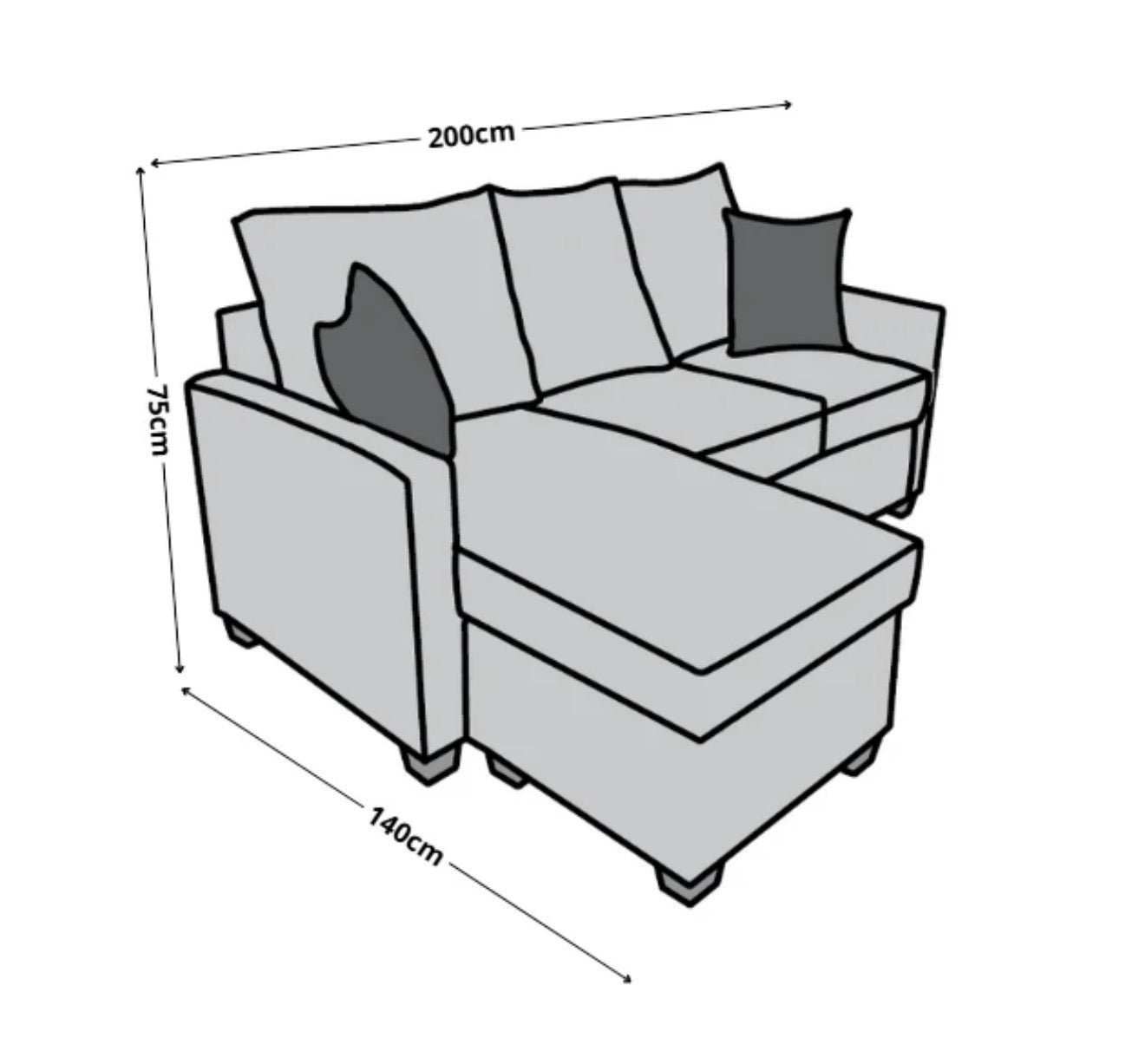 Sala Esquinera El Bazar Store Denver Gris Oxford, 200x140 cm, Lado derecho e Izquierdo, Lino nacional, Sofa