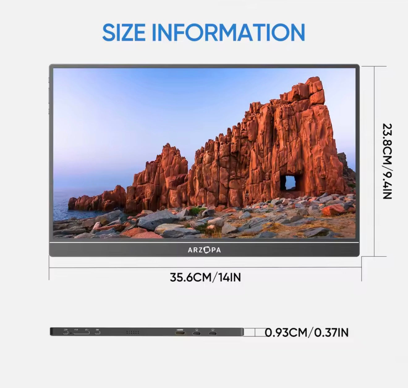 ARZOPA 16 pulgadas 2.5K Monitor Portátil,2560*1600,100% sRGB,16:10