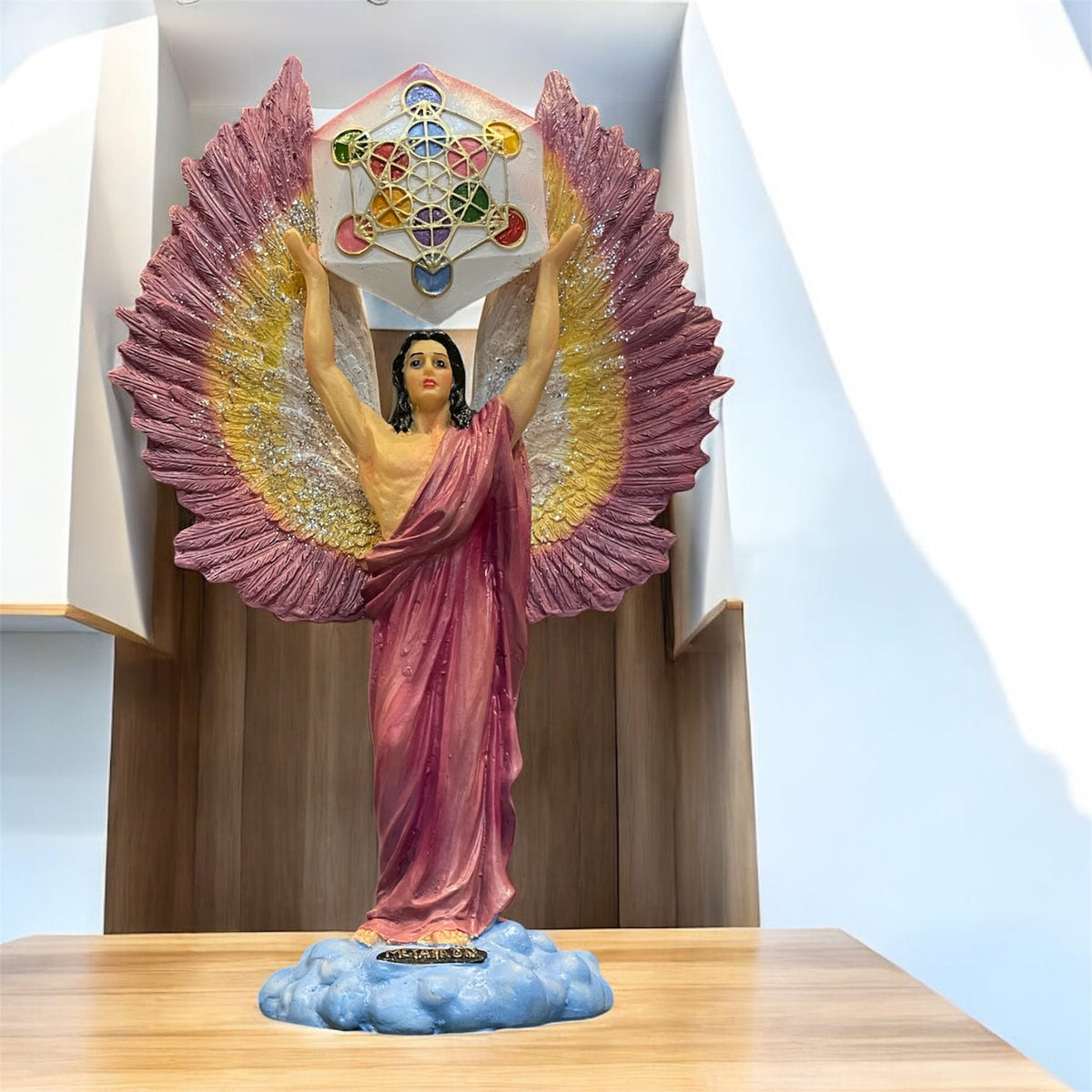 Metatron Arcangel Resina Nacional Pintado A Mano 32 Cm
