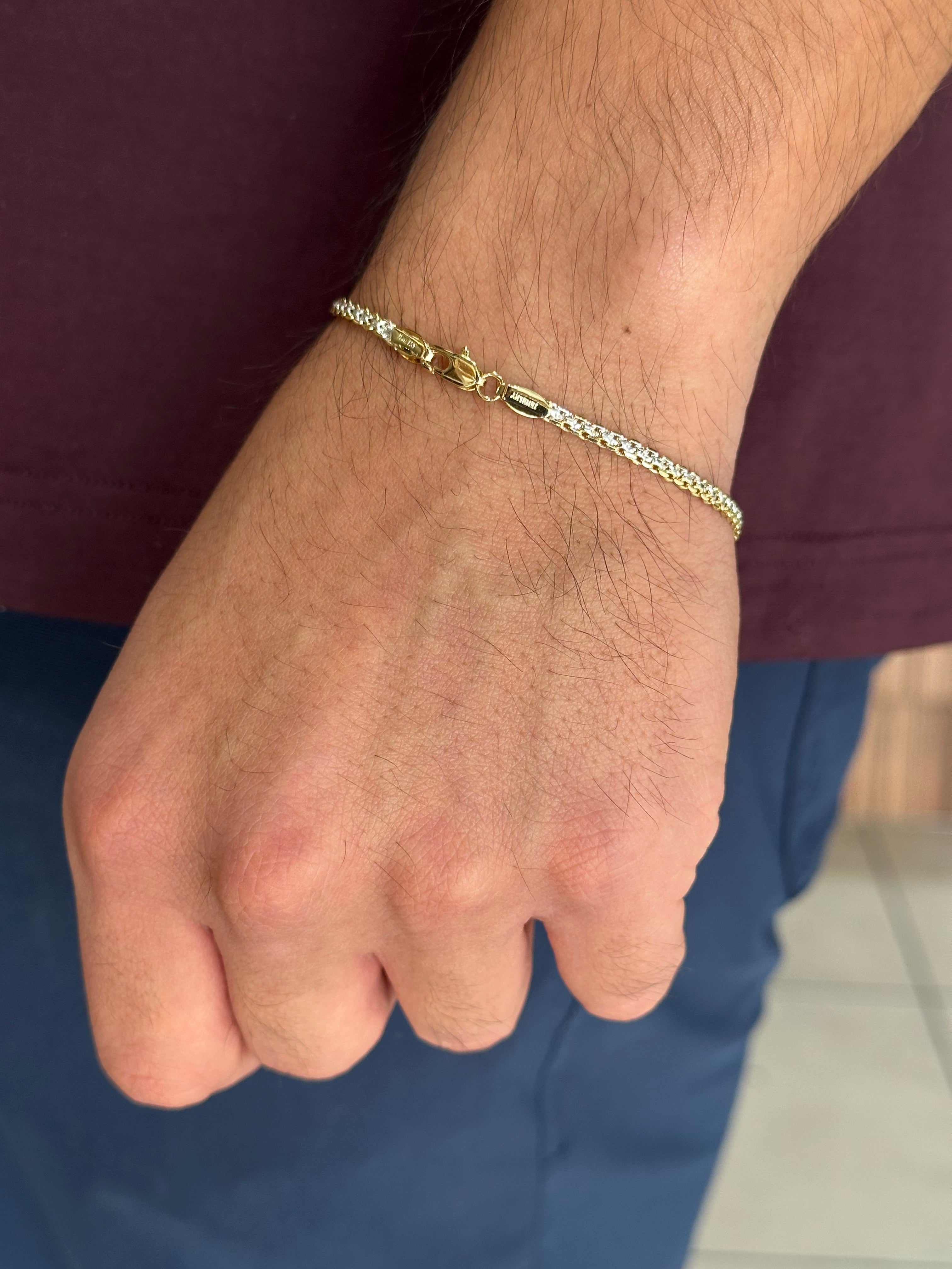 Pulsera Combinada Lisa 3 mm Oro Laminado 18 K