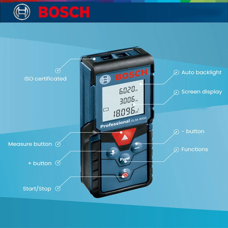 Bosch-Bolsa de telémetro láser GLM 4000 medidor de distancia láser