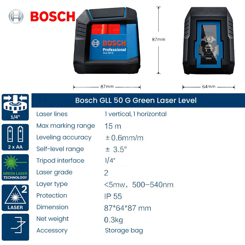 Bosch GLL 50 G nivel láser profesional