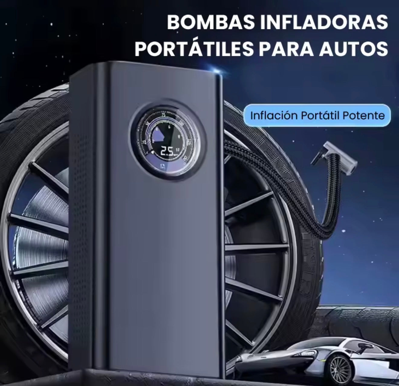 Bomba de aire portátil recargable
