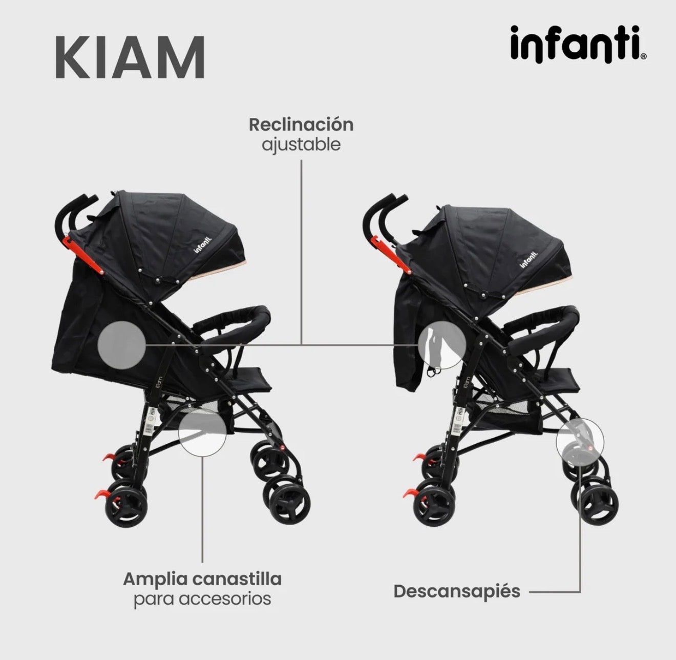 Carriola Para Bebe Kiam Compacta, Ligera, Plegable