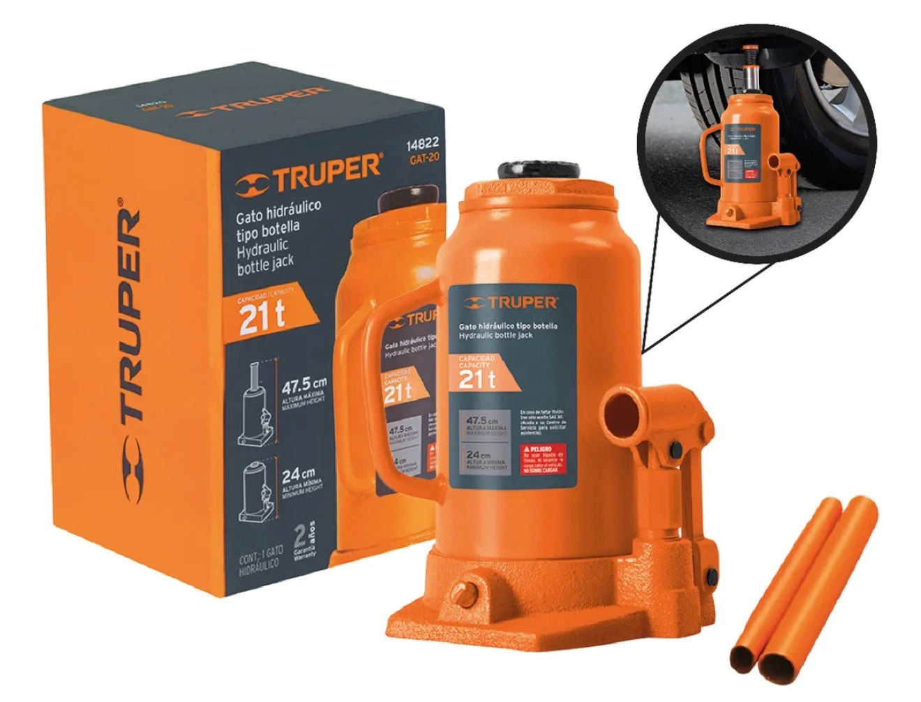 Gato hidráulico tipo botella Truper 21 toneladas