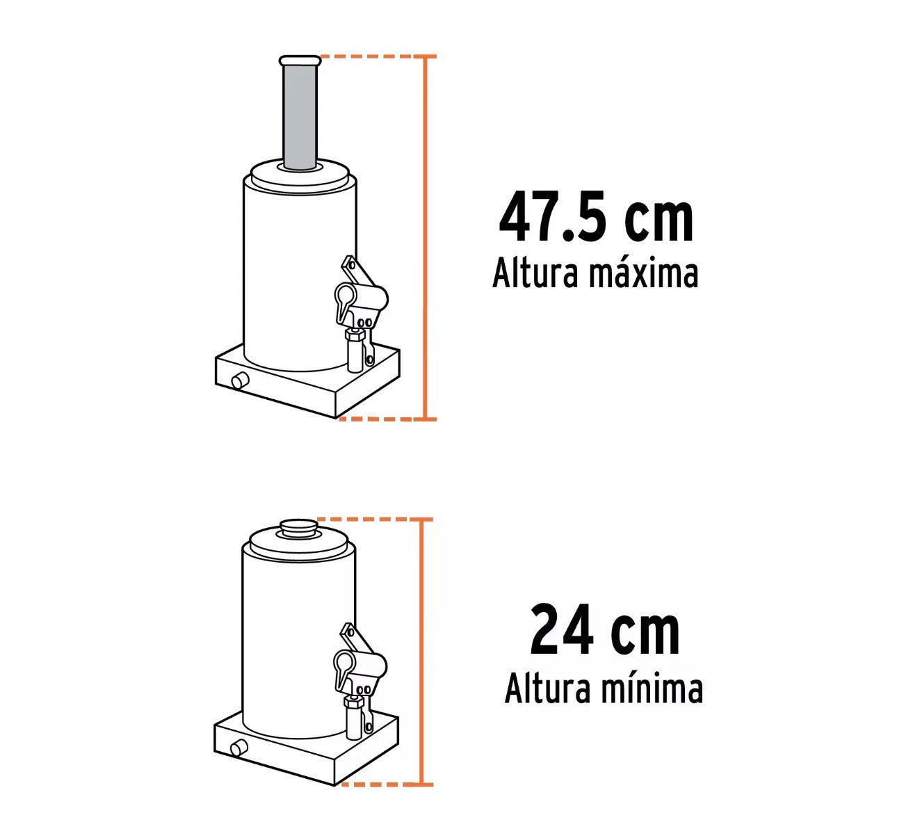 Gato hidráulico tipo botella Truper 21 toneladas