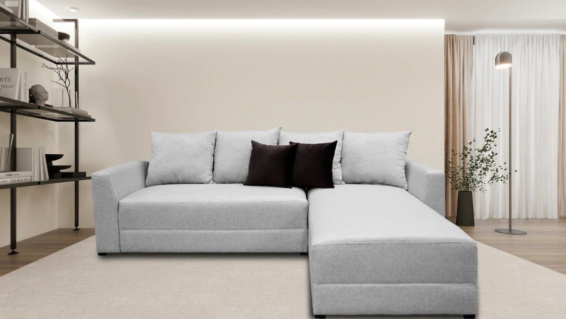 Sala Esquinera Samso Lino Gris plata- 240x180 cm, El Bazar Store