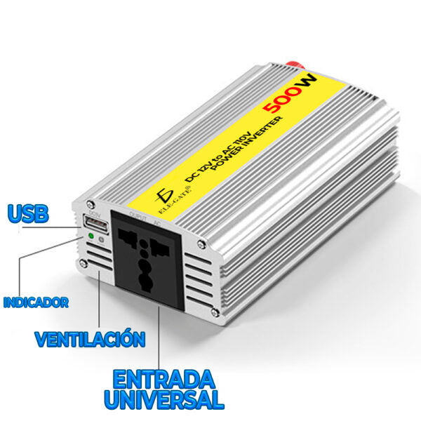 Inversor Voltaje Con Cargador Ups Volta 12Vdc/110Vac 500W