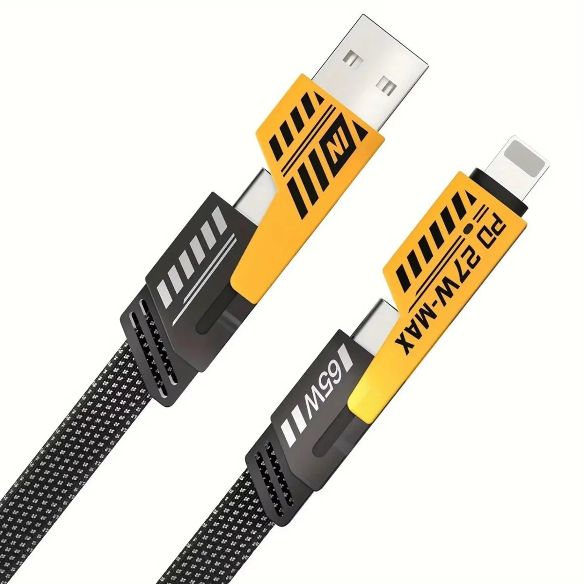 Cable Carga Rapida 65w 4 en 1 Tipo C, Lightning, Usb Para Movil