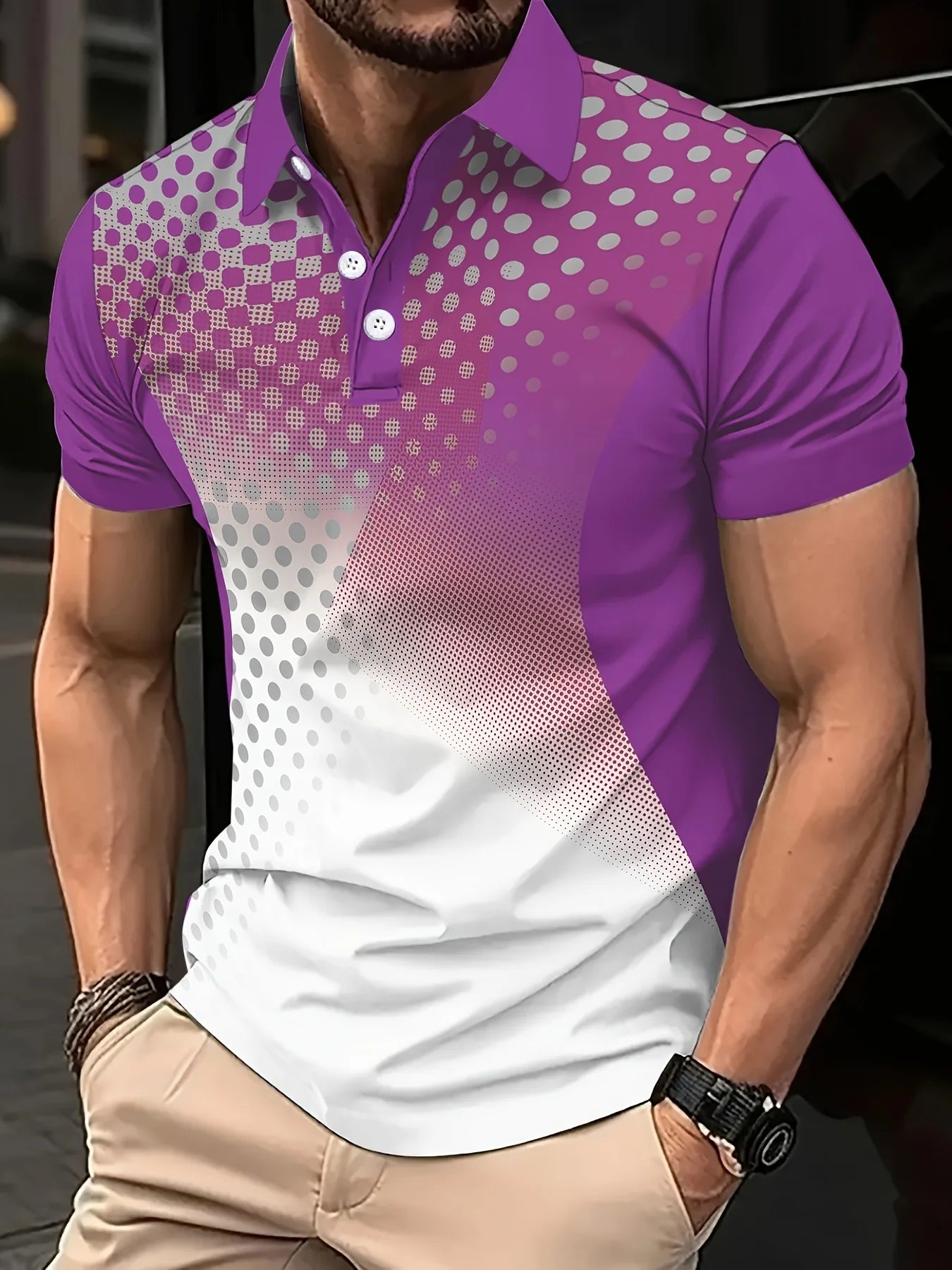 Camisa de Golf deportiva de lunares para hombre, Polo de manga corta