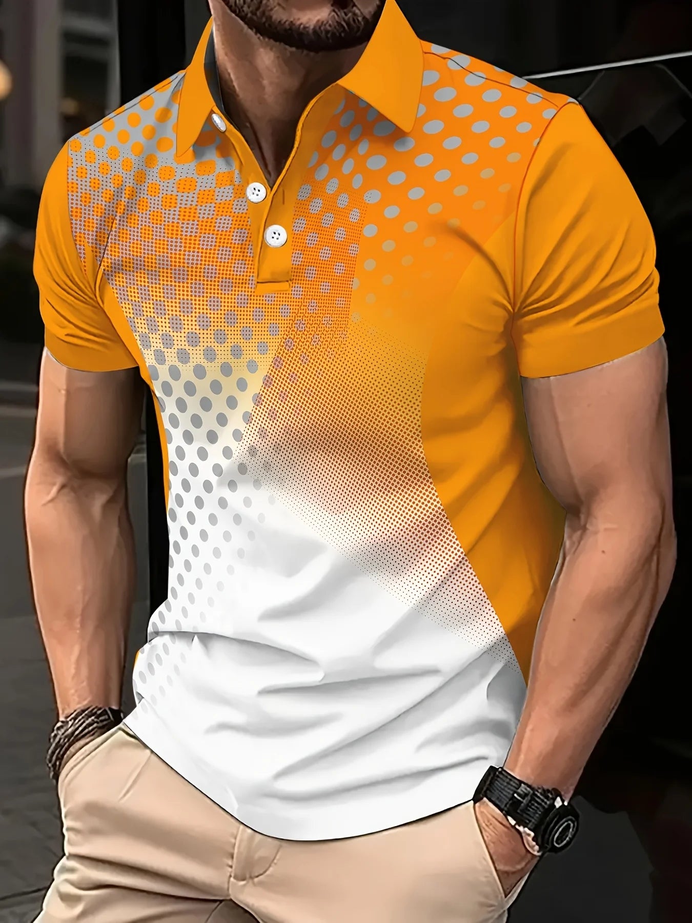 Camisa de Golf deportiva de lunares para hombre, Polo de manga corta