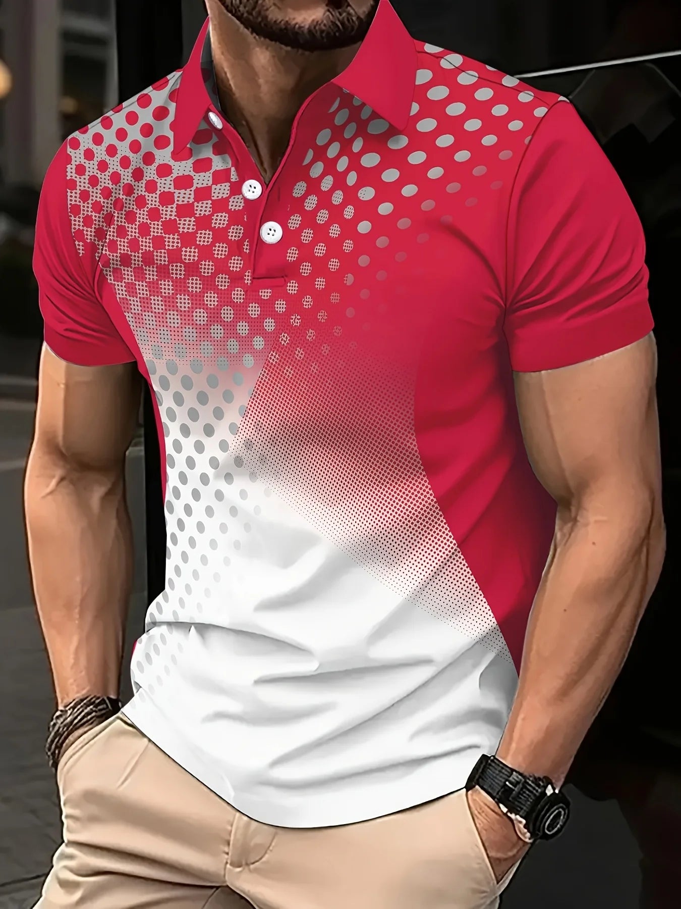 Camisa de Golf deportiva de lunares para hombre, Polo de manga corta