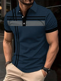 Camisa de rayas con patrones geométricos de verano para hombre