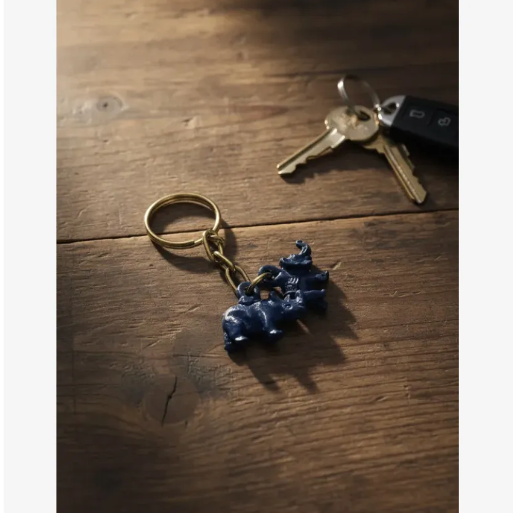 Llavero De Rinoceronte Y Elefante Azul Llavero