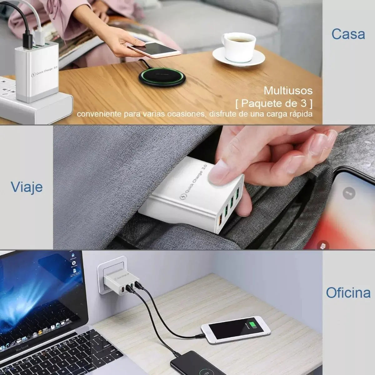 Cargador de 4 Puertos USB Cargador de Carga Rápida 4 Puertos USB 1
