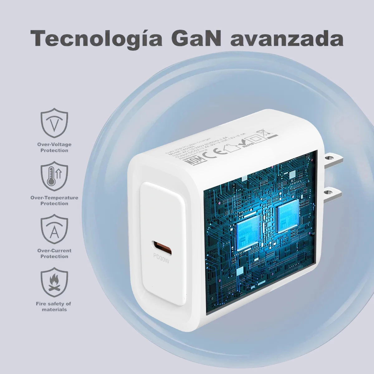 Cargador rápido USB C de 30 W