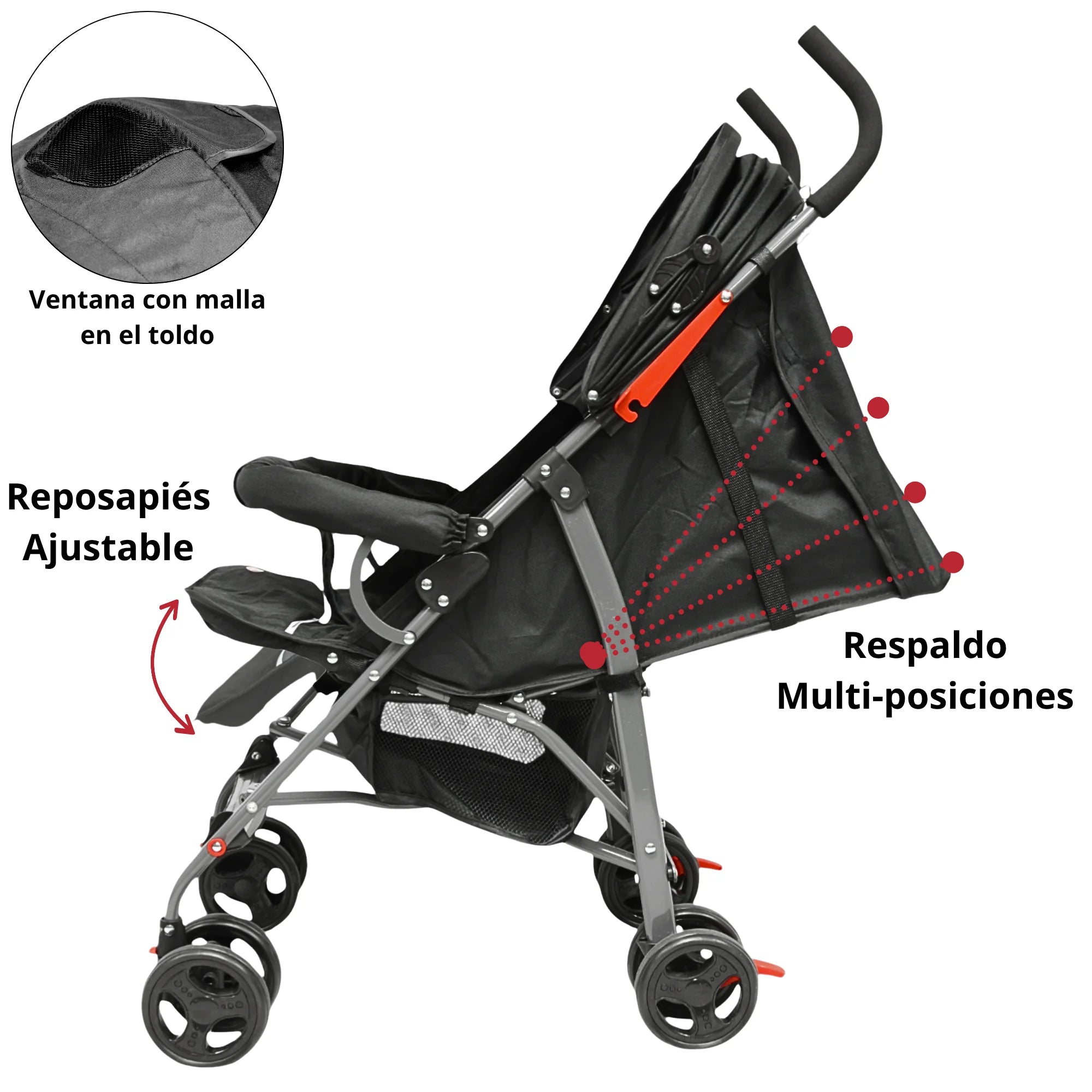 Carriola de Bastón para Bebé Asiento