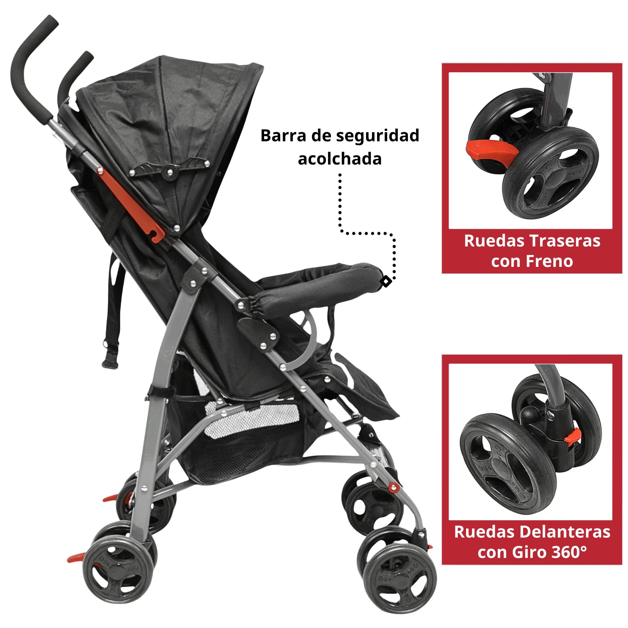 Carriola de Bastón para Bebé Asiento