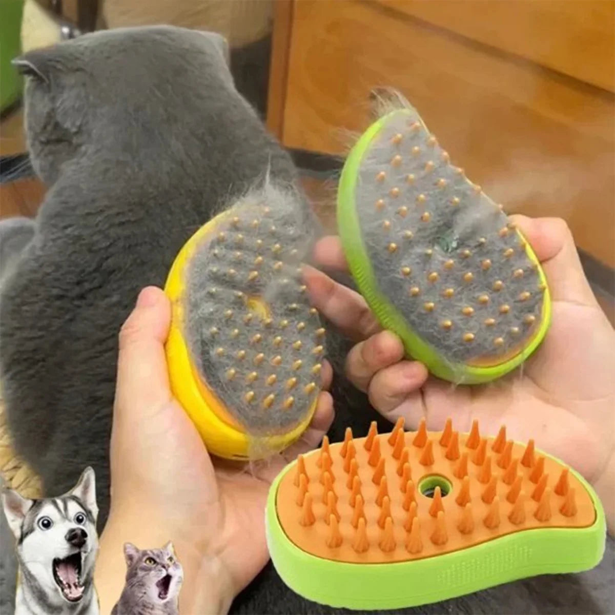 Cepillo para gato Cepillo Vapor Eléctrico 3 en 1