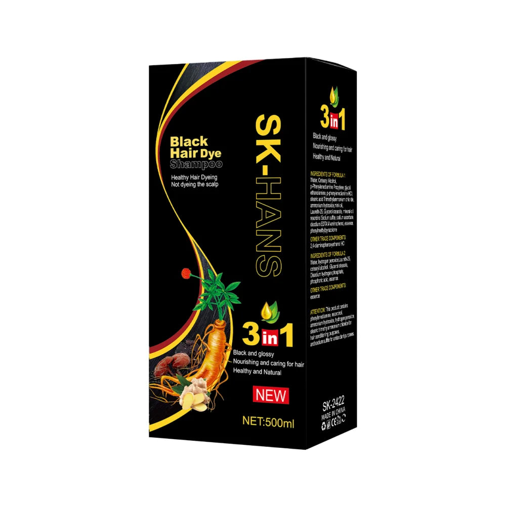 Shampoo para Teñir El Cabello Negro 3 en 1