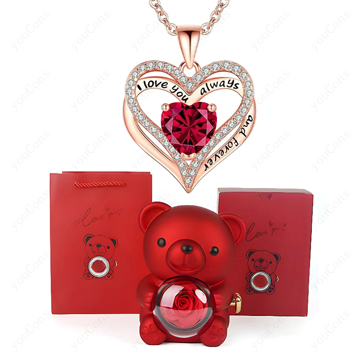 Collares con colgante de corazón rojo