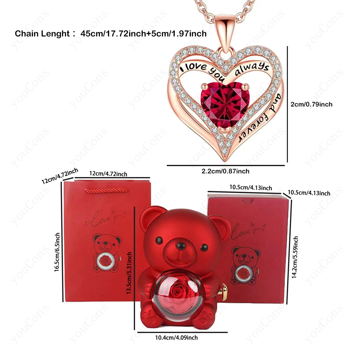 Collares con colgante de corazón rojo