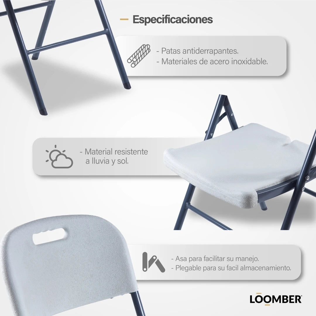 Combo 10 Sillas Plegables Blancas | Resistentes y Compactas | Ideal para Eventos, reuniones, negocios y el hogar