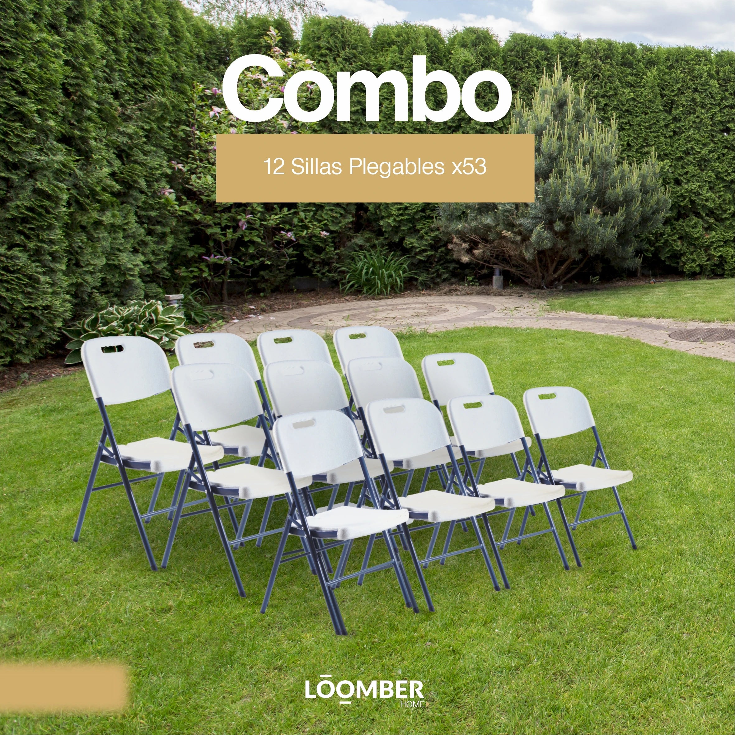 Combo 12 Sillas Plegables Blancas | Resistentes y Compactas