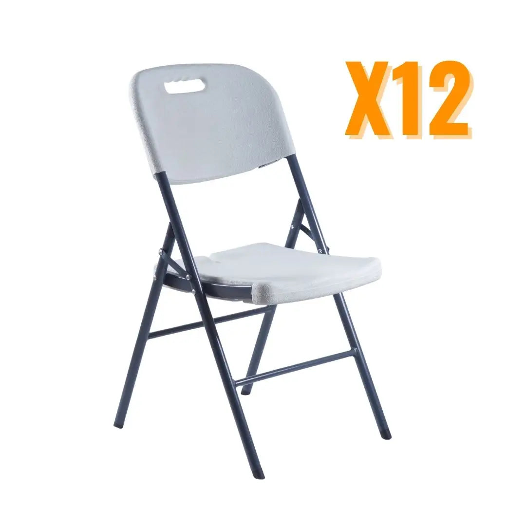 Combo 12 Sillas Plegables Blancas | Resistentes y Compactas