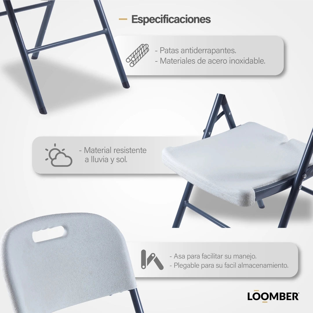 Combo 12 Sillas Plegables Blancas | Resistentes y Compactas