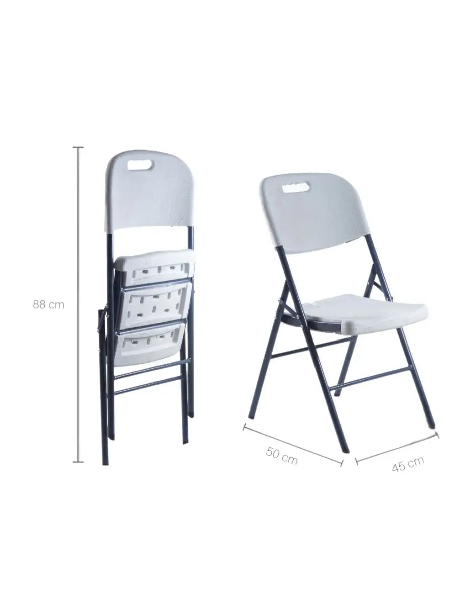Combo 2 Mesas Plegables 180 cm y 8 Sillas Plegables Blancas
