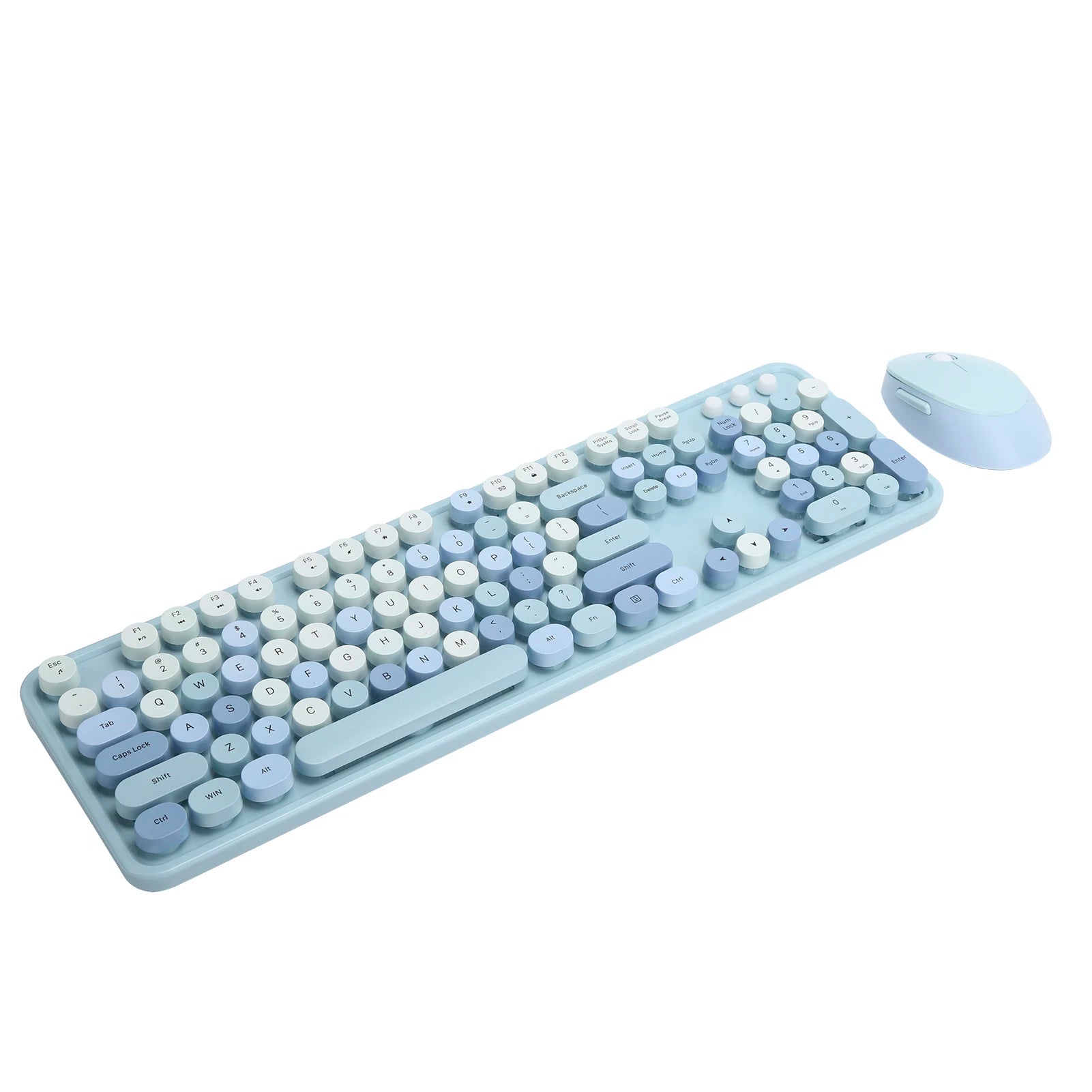Combo de ratón y teclado inalámbrico de 2,4G, teclas redondas