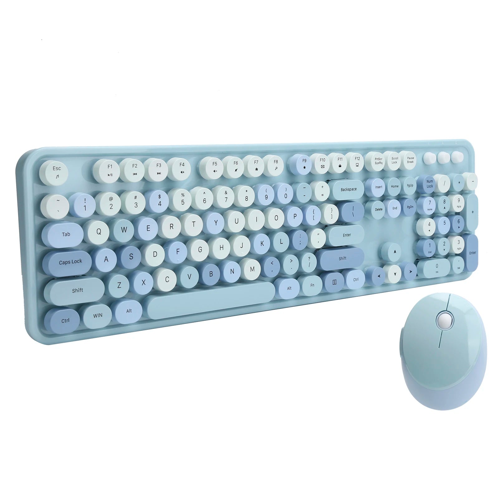 Combo de ratón y teclado inalámbrico de 2,4G, teclas redondas