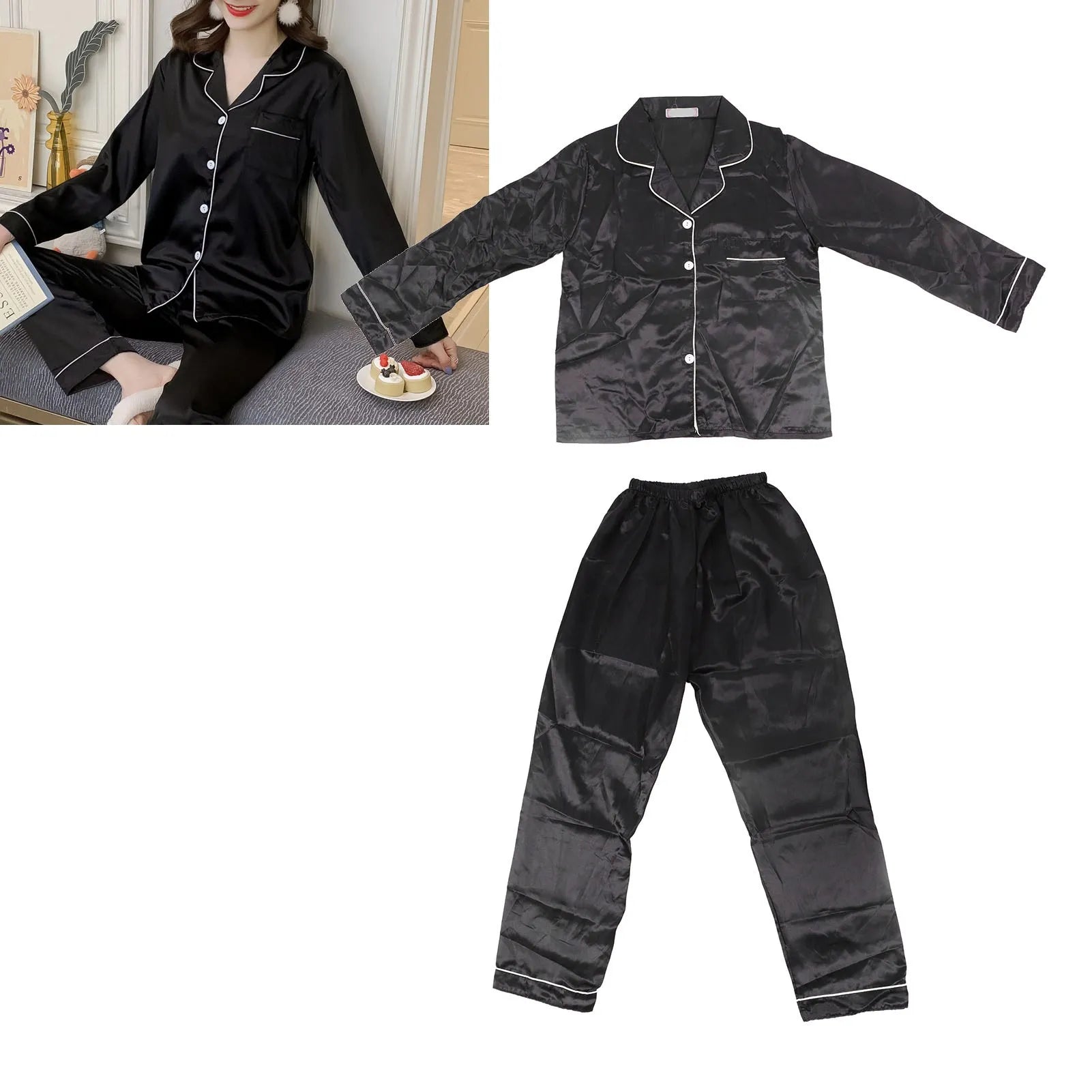 Conjunto de pijamas de mujer de seda