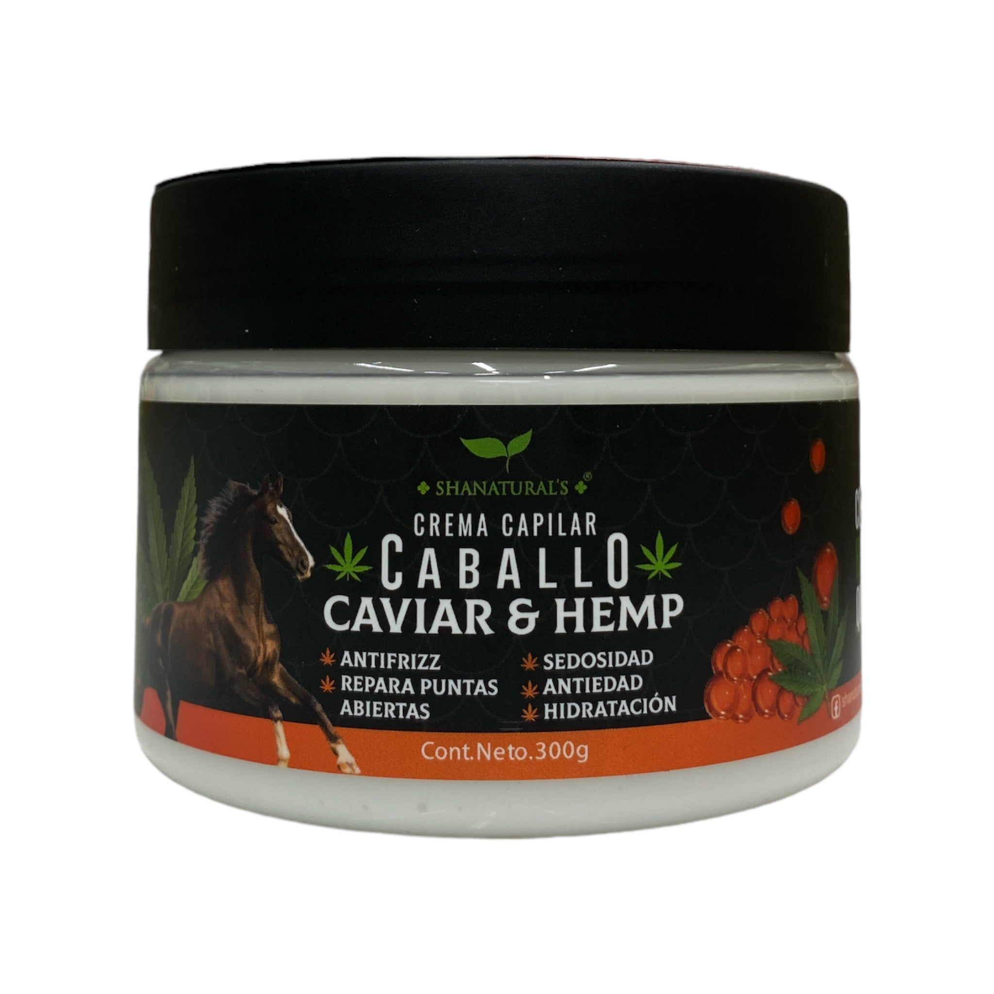 CREMA PARA PEINAR CABALLO CAVIAR Y HEMP C/300 GRS SHANATURALS