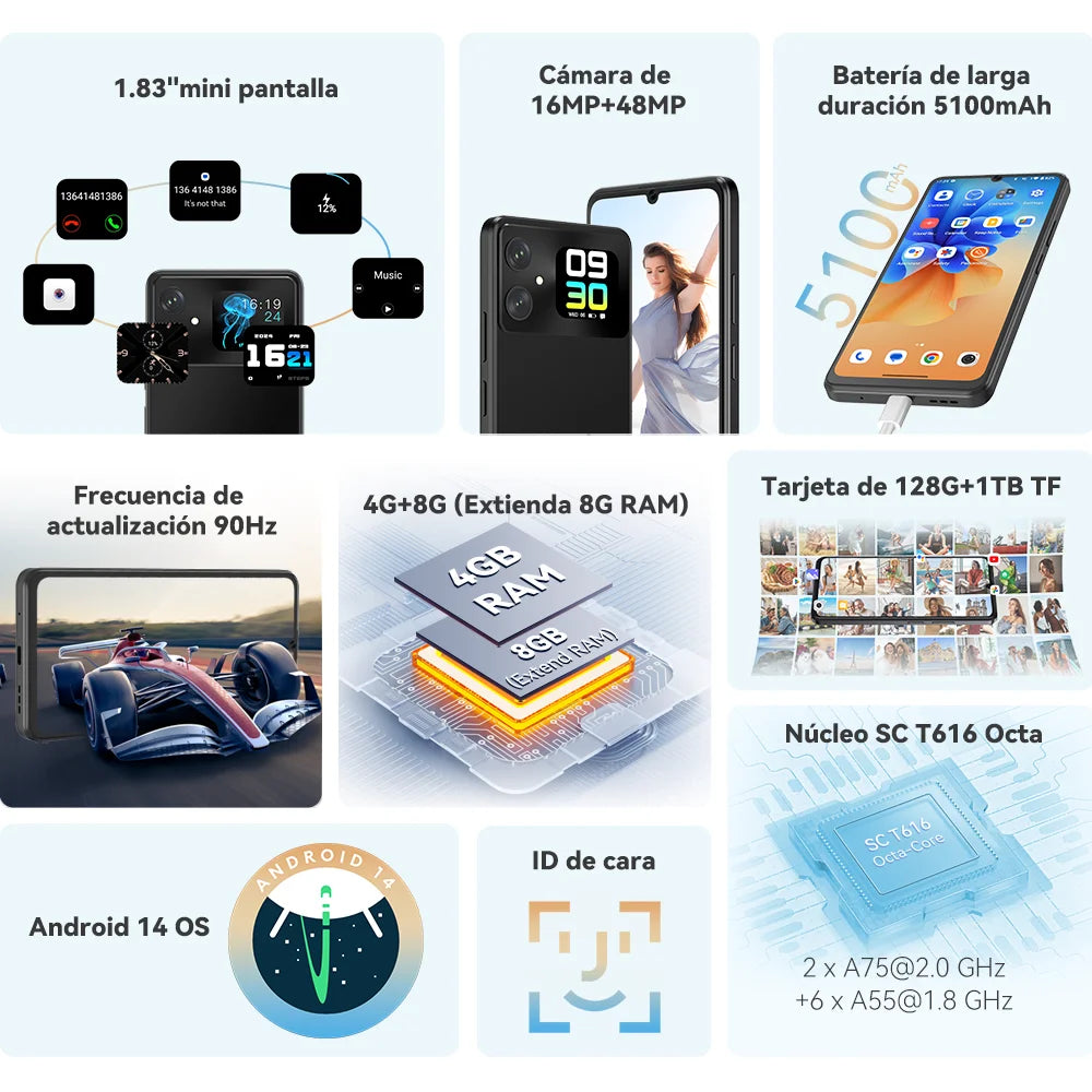 Telefono Android 14, 12 GB de RAM (