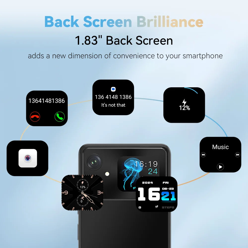 Smartphone Android 14, 12GB RAM (4GB+8GB ampliados)+128GB