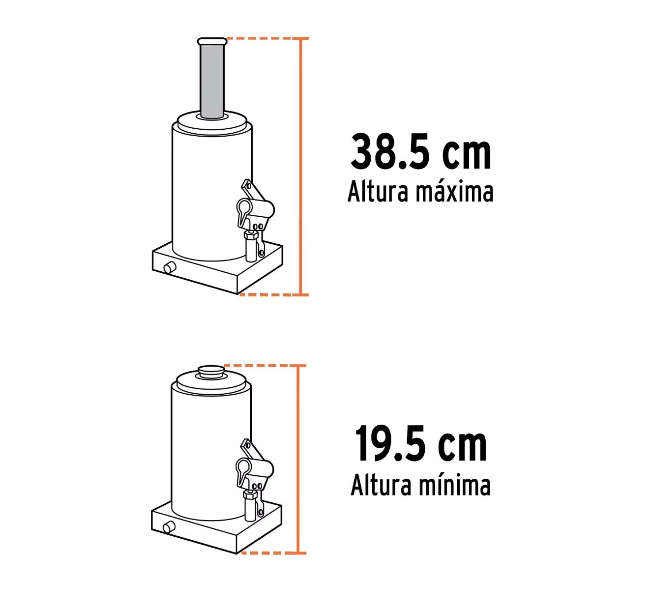 Gato hidráulico tipo botella Truper 4 toneladas